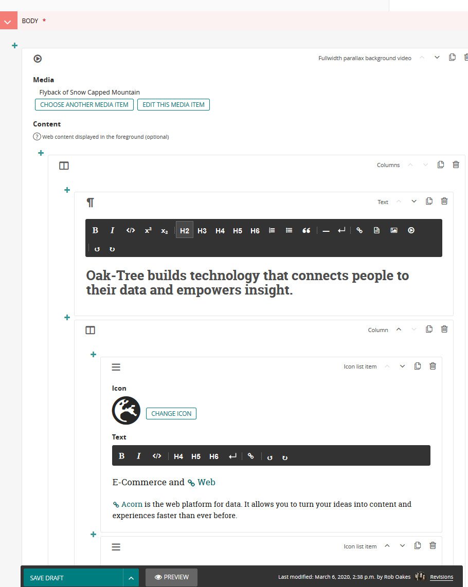 Acorn Feature: Streamfield UI