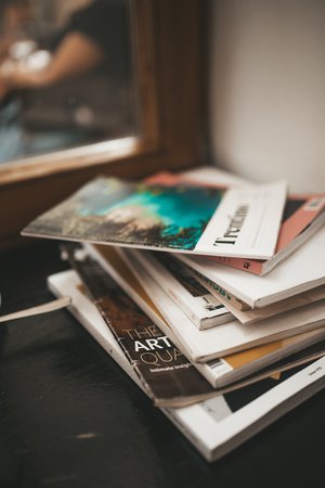 Messy stack of books
