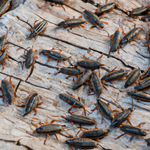 What is the typical symptom of pine beetle damage in trees?