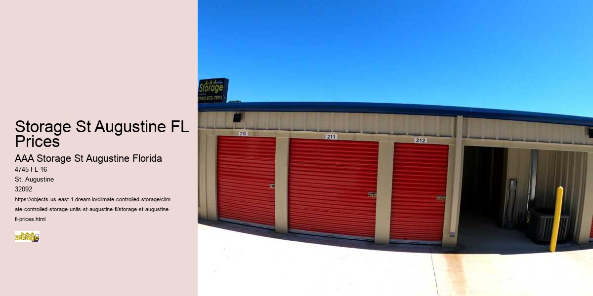 Storage St Augustine FL Prices