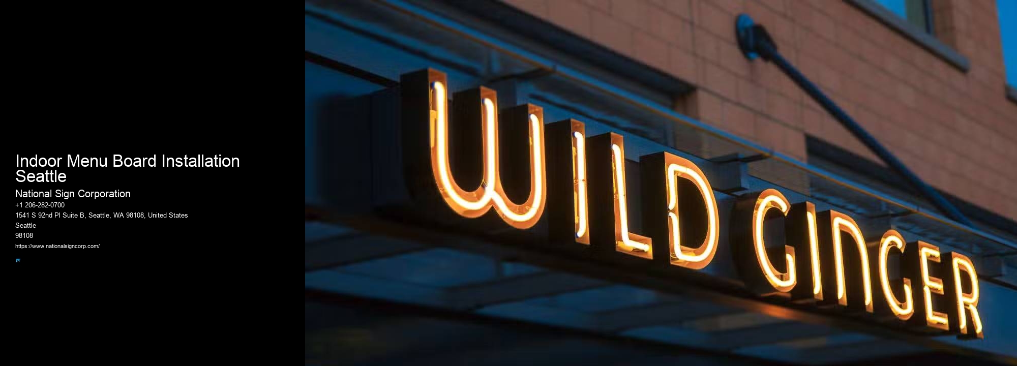 Illuminated Sign Installation Indoor Menu Board Installation Seattle
