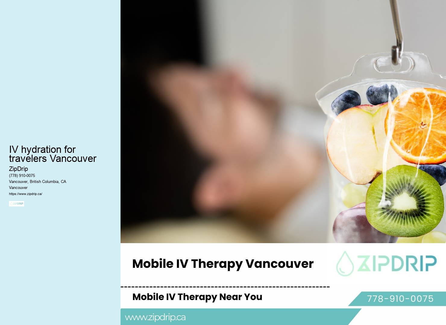 IV hydration for travelers Vancouver mobile IV drip