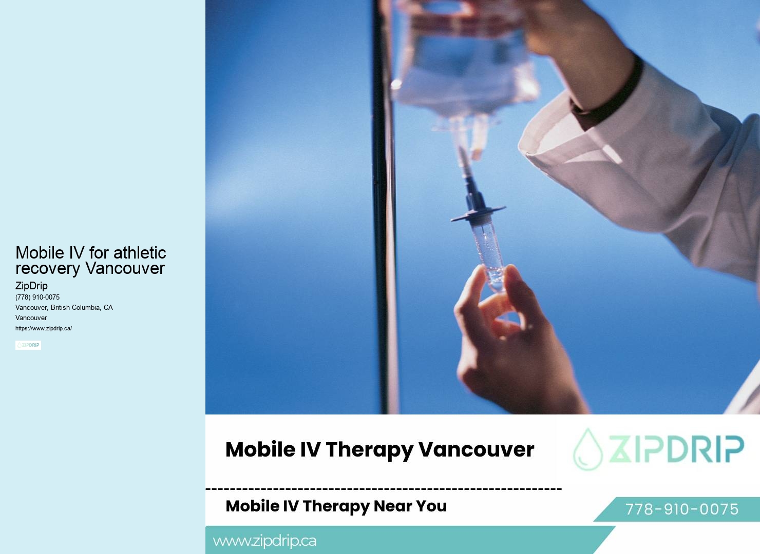 IV Drip Services Delivered in Mobile IV for athletic recovery Vancouver