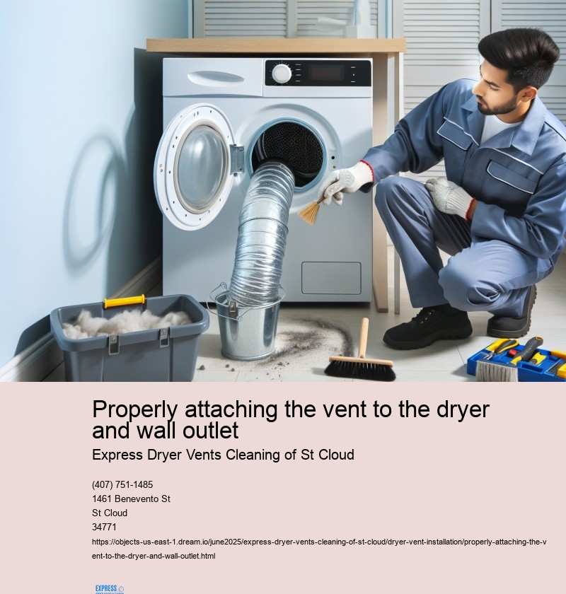 Properly attaching the vent to the dryer and wall outlet
