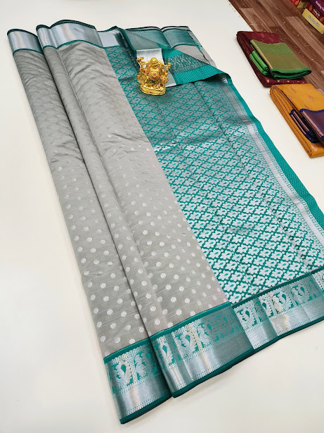 New DesignHigh Fancy Kanjivaram Silk Saree Mix Gray Color