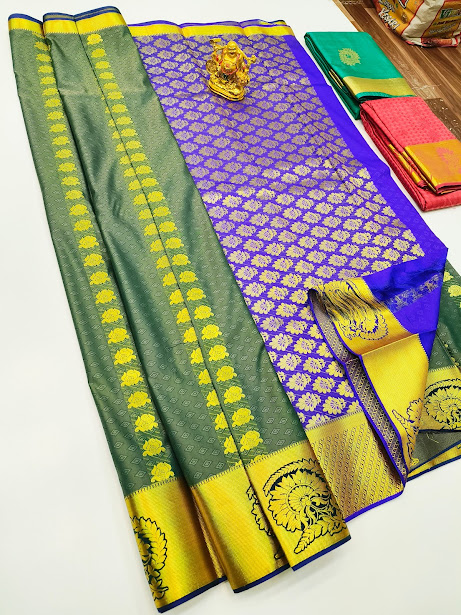 Unique Design Butta Mphoss Saree Double Shade Color w/ Blouse