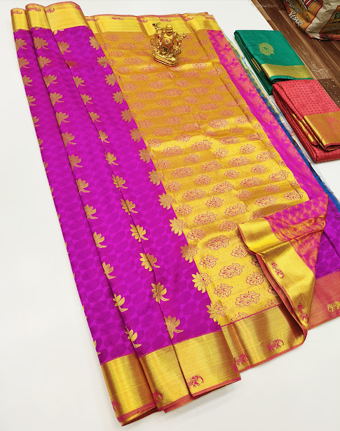 Beautiful Design Butta Mphoss Saree Rose Color w/ Blouse