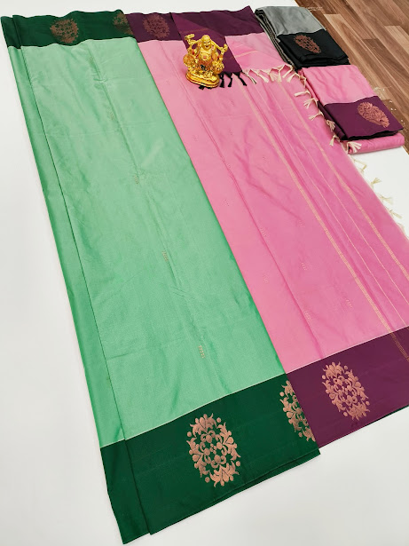 Semi Soft Silk Saree light Weight Pista Green Color w/ Blouse