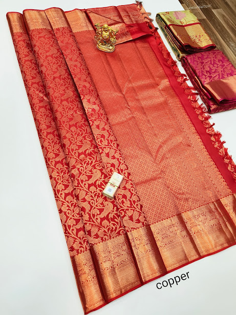 New Design Kanjivaram Pure Wedding Silk Saree Red Color w/ Blouse