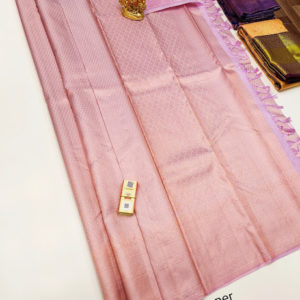 Kanjivaram Pure Wedding Silk Saree Lotus Color w/ Blouse