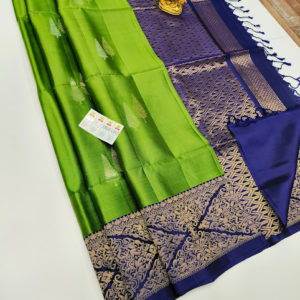 Pure Soft Silk Saree Olive Green Color w/ Blouse