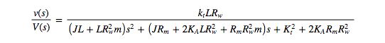 Plant Model Transfer Function.