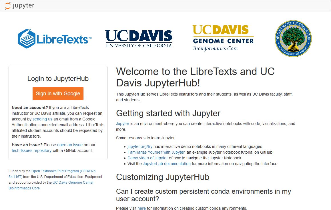 Screenshot of the redesigned JupyterHub login page