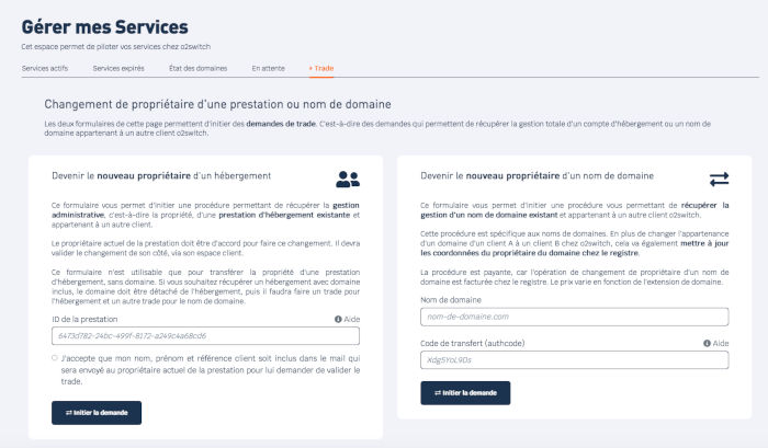 comment récupérer auth code o2switch